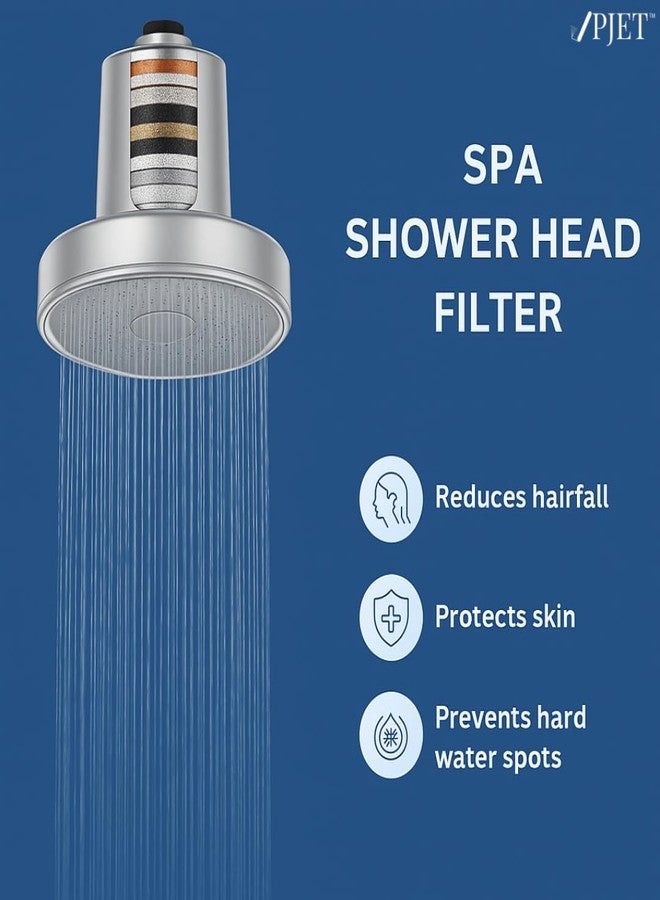 PJET Spa Rain Filtered Painted Shower Head | Hard Water Filter | Overhead Softener | Removes Chlorine & Heavy Metals | For Hard/Tank Water (Chrome) - Image 3